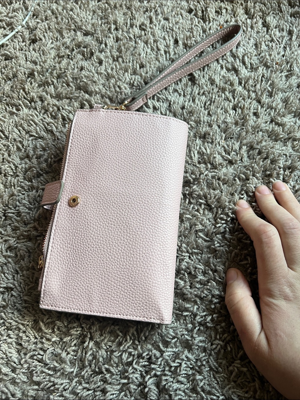 Blush Pink Leather Wristlet Wallet
